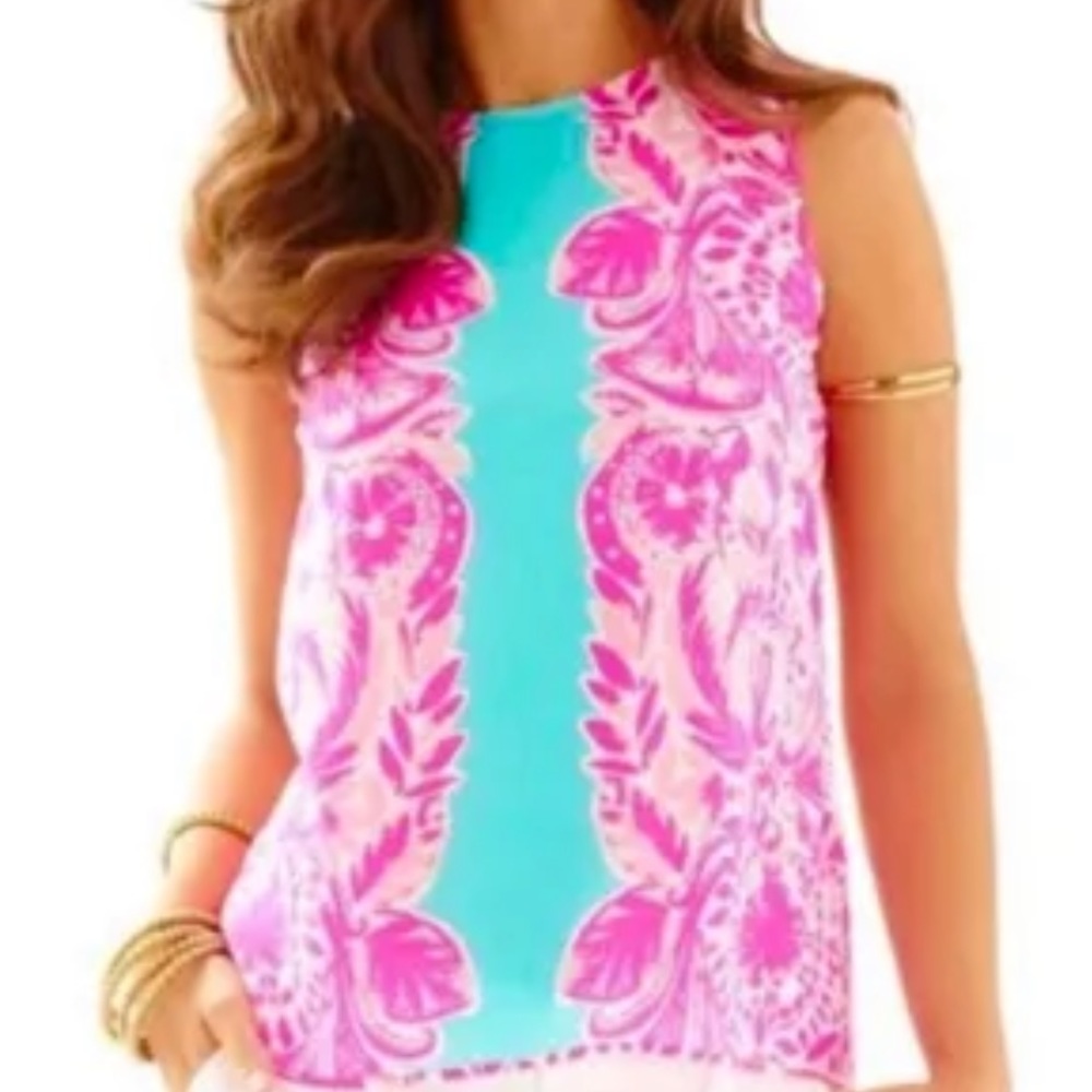 NWOT’s Gold Button Back Lilly Pulitzer Silk Blouse Size M